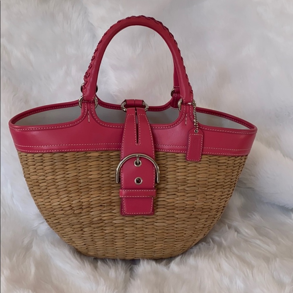 COACH woven basket handbag